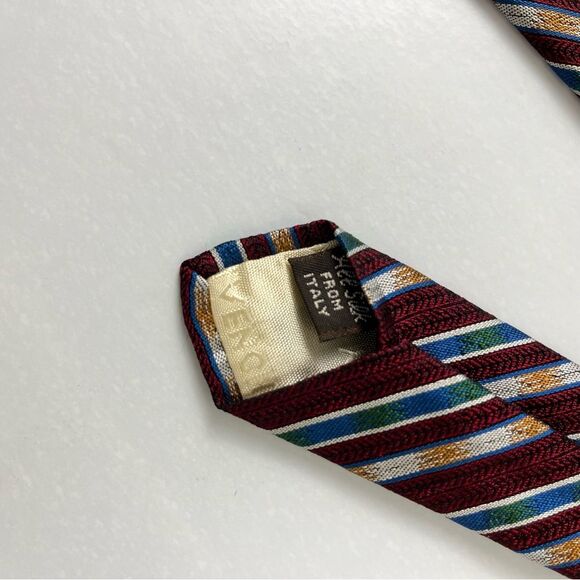 Givenchy Vintage Red & Blue Stripe Italian Silk Tie NWTs - Picture 2 of 4